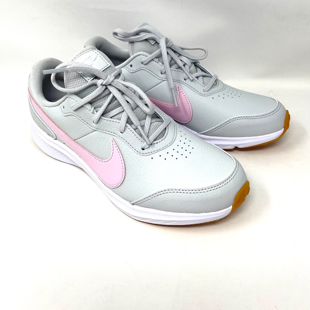 💖MEGA SALE💖Nike Varsity Leather (GS) Grey Leather Pink Foam CN9146 006 Women - Picture 4 of 10
